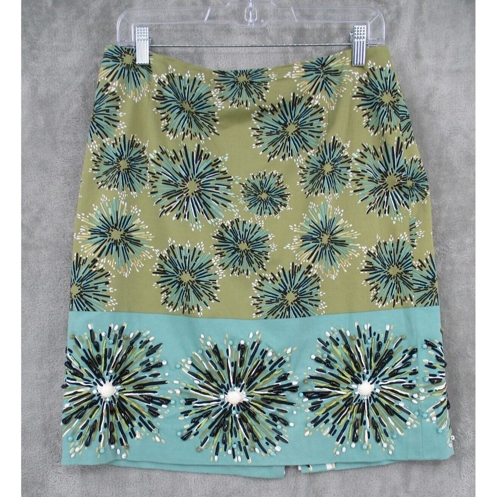 Carlisle Skirt Womens 8 Pencil Straight Secretary Beaded Bohemian Career Retro